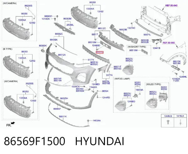 Решетка бампера 86569F1500 Hyundai/Kia