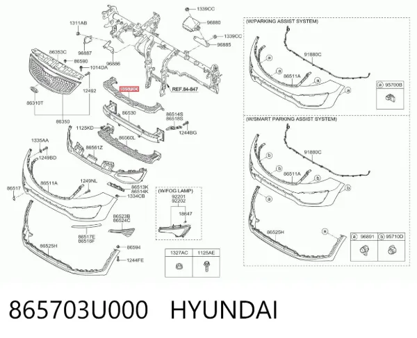 Усилитель переднего бампера 865703U000 Hyundai/Kia
