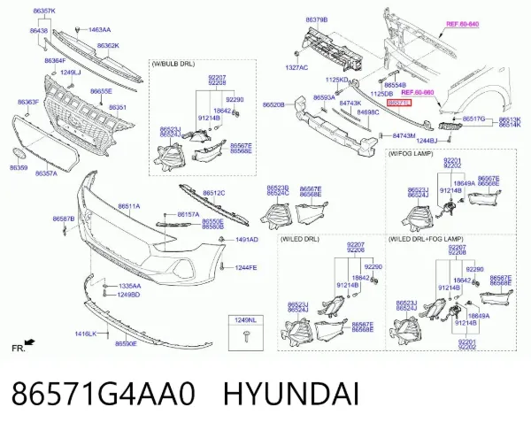 Усилитель переднего бампера 86571G4AA0 Hyundai/Kia