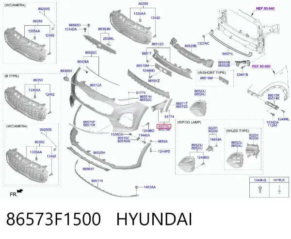 Дефлектор переднего бампера левый 86573F1500 Hyundai/Kia