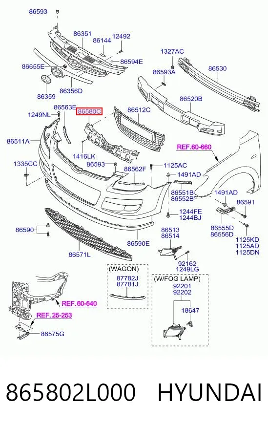 Кронштейн решетки радиатора 865802L000 Hyundai/Kia
