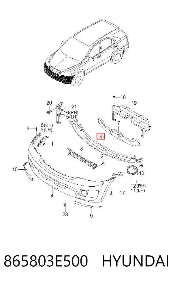 Кронштейн бампера переднего центральный 865803E500 Hyundai/Kia