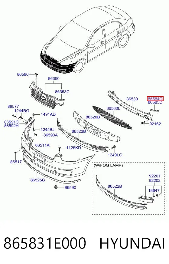 Кронштейн усилителя переднего бампера 865831E000 Hyundai/Kia