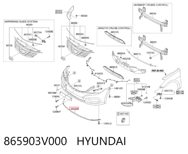 Спойлер переднего бампера 865903V000 Hyundai/Kia