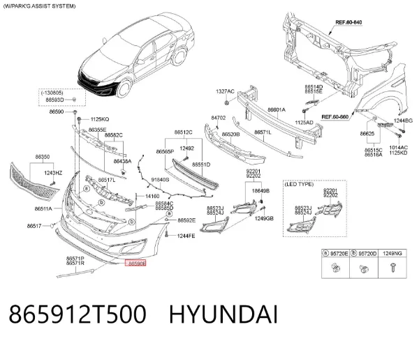 Спойлер переднего бампера 865912T500 Hyundai/Kia