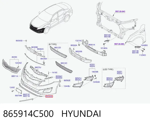 Спойлер переднего бампера 865914C500 Hyundai/Kia