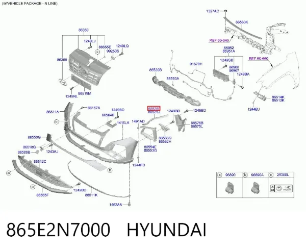 Кронштейн бампера переднего правый 865E2N7000 Hyundai/Kia