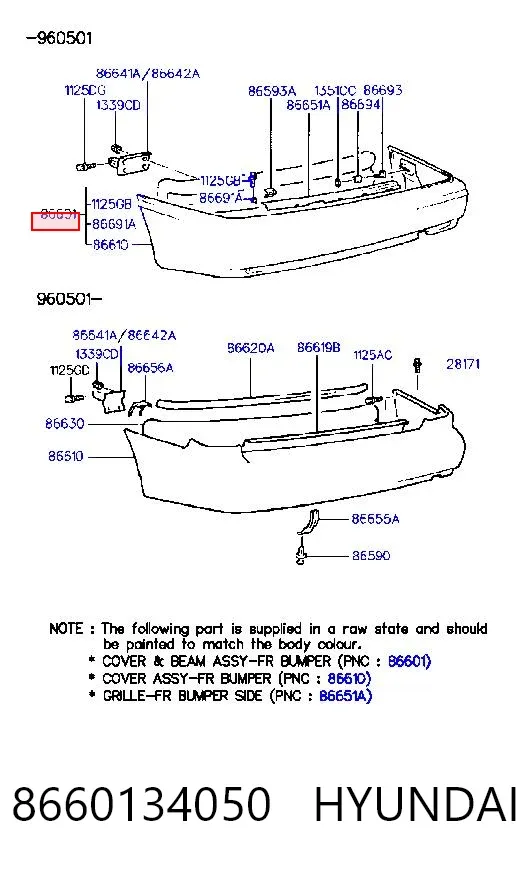 Задний бампер 8660134050 Hyundai/Kia