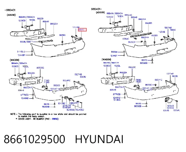 Задний бампер 8661029500 Hyundai/Kia