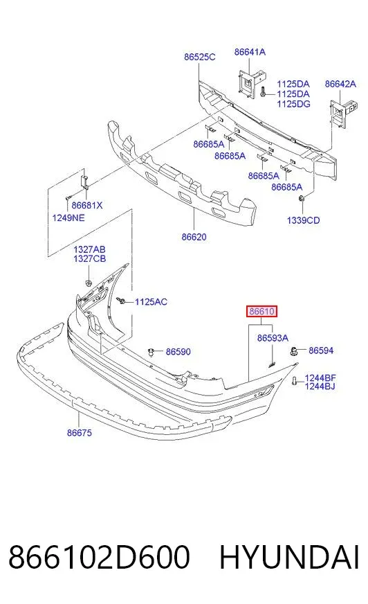 Задний бампер 866102D600 Hyundai/Kia