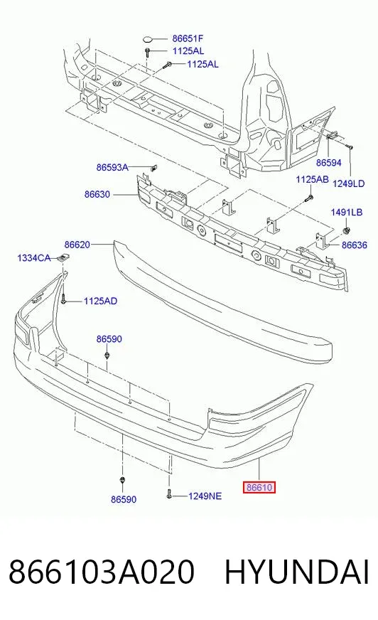 Задний бампер 866103A020 Hyundai/Kia