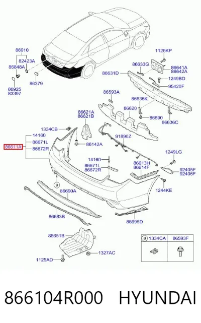 Бампер задний HYUNDAI 866104R000
