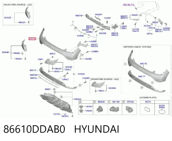 Задний бампер 86610DDAB0 Hyundai/Kia