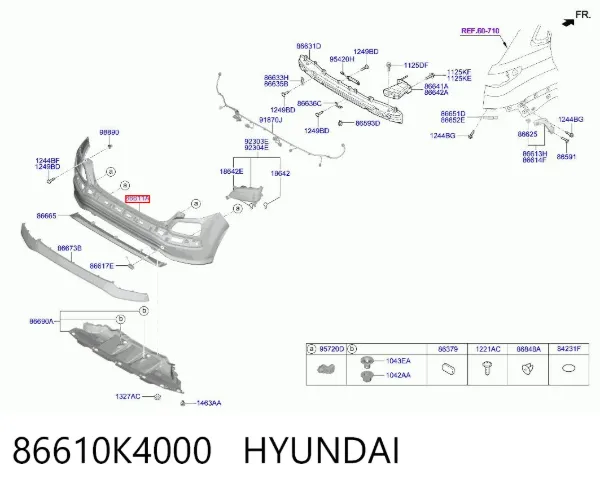 Задний бампер 86610K4000 Hyundai/Kia