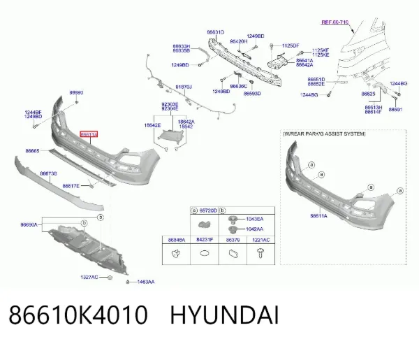 Задний бампер 86610K4010 Hyundai/Kia