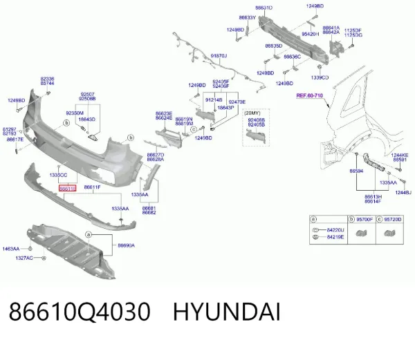 Задний бампер 86610Q4030 Hyundai/Kia