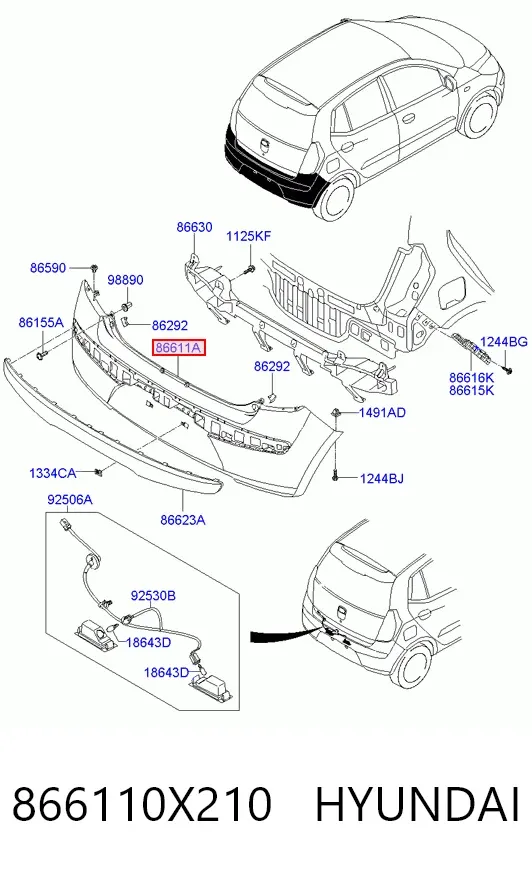 Задний бампер 866110X210 Hyundai/Kia