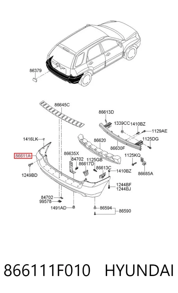 Задний бампер 866111F010 Hyundai/Kia