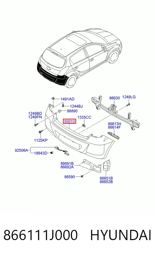Задний бампер 866111J000 Hyundai/Kia