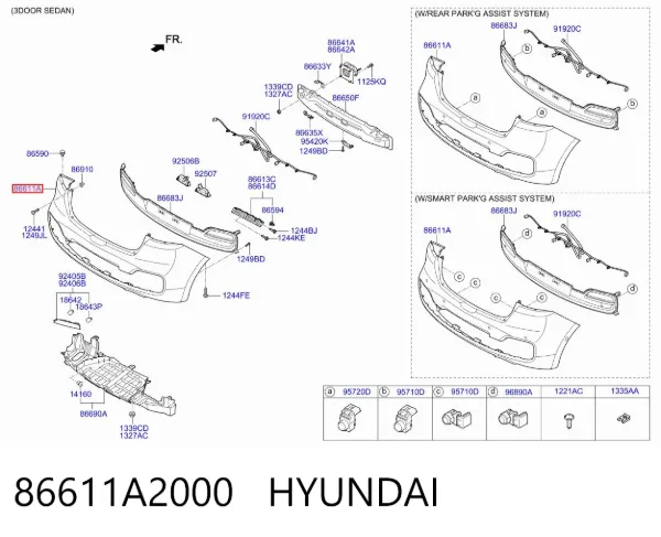 Задний бампер 86611A2000 Hyundai/Kia