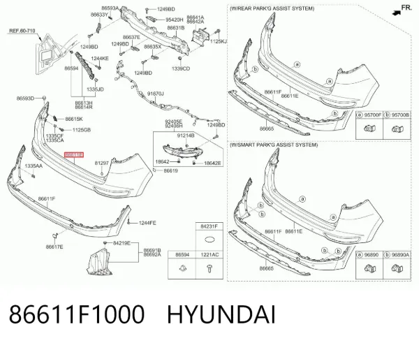 Верхняя часть заднего бампера 86611F1000 Hyundai/Kia