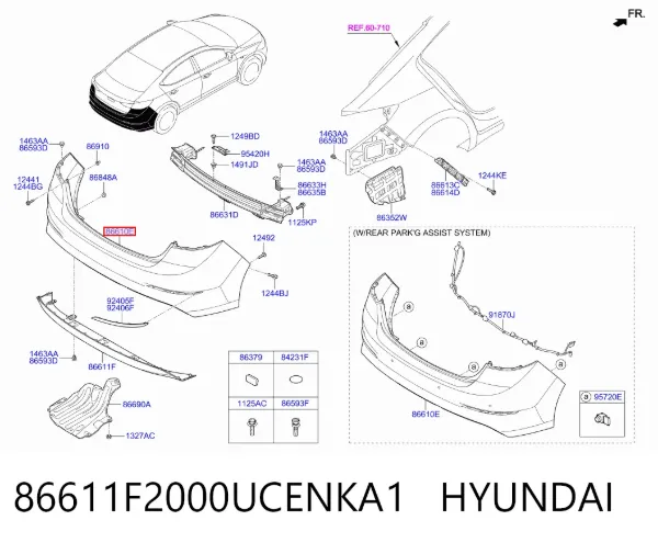 Задний бампер 86611F2000UCENKA1 Hyundai/Kia