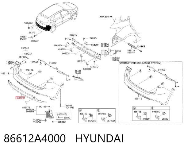 Нижняя часть заднего бампера 86612A4000 Hyundai/Kia
