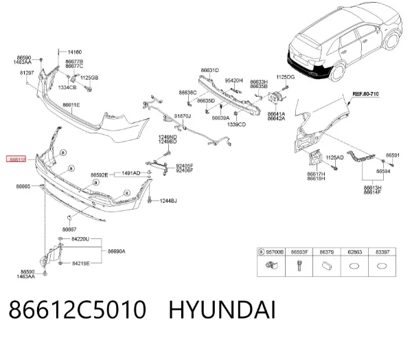 Нижняя часть заднего бампера 86612C5010 Hyundai/Kia