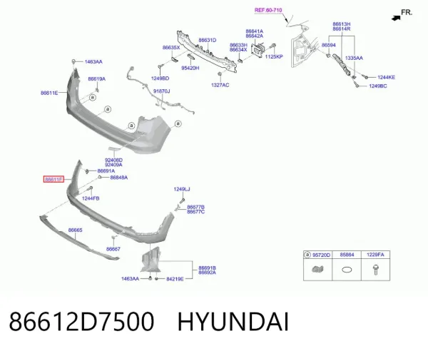 Нижняя часть заднего бампера 86612D7500 Hyundai/Kia