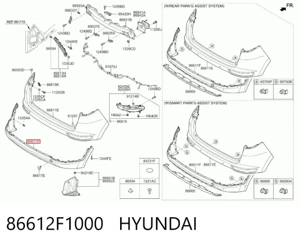 Нижняя часть заднего бампера 86612F1000 Hyundai/Kia