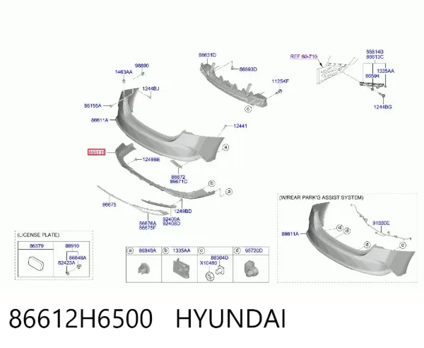 Спойлер заднего бампера 86612H6500 Hyundai/Kia