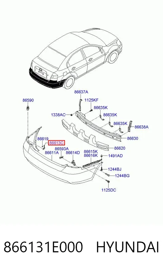 Кронштейн бампера заднего левый 866131E000 Hyundai/Kia