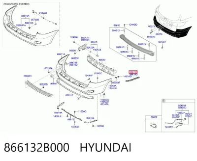 Кронштейн бампера заднего внешний левый HYUNDAI 866132B000
