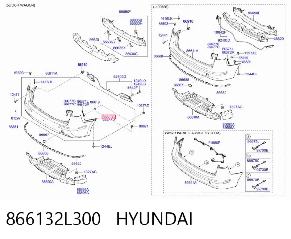 Кронштейн бампера заднего внешний левый 866132L300 Hyundai/Kia