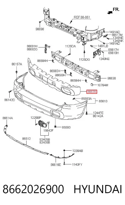 Абсорбер (наполнитель) бампера заднего HYUNDAI 8662026900