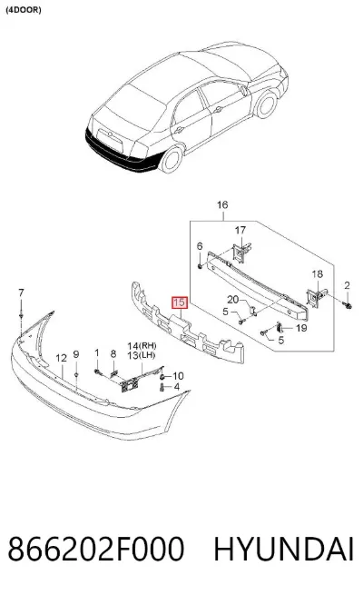 Абсорбер (наполнитель) бампера заднего HYUNDAI 866202F000