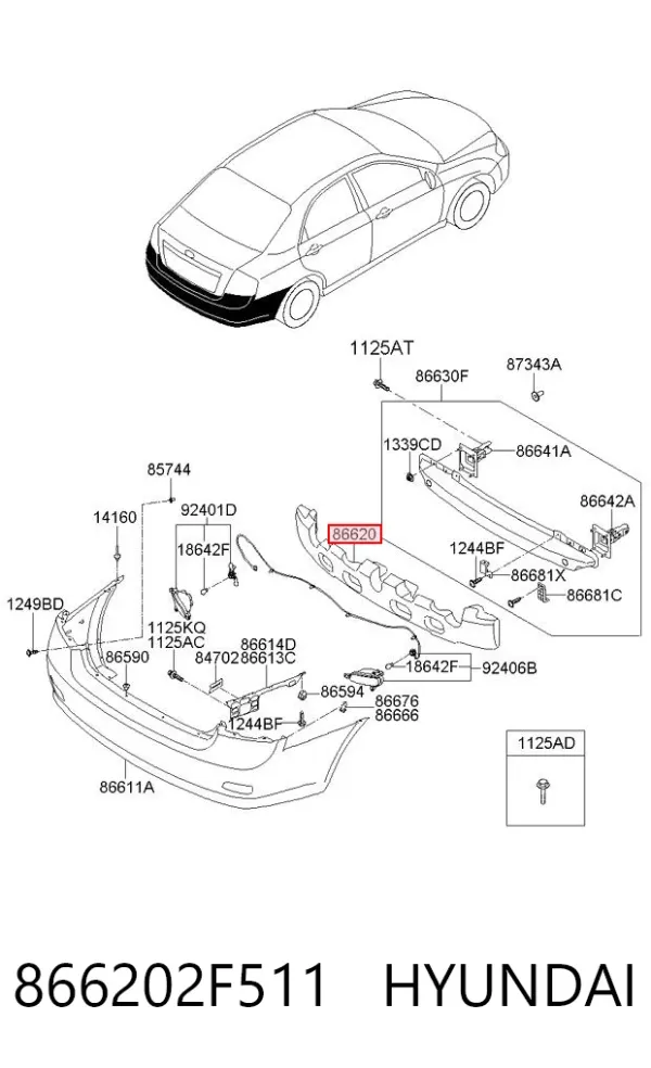 Абсорбер заднего бампера 866202F511 Hyundai/Kia