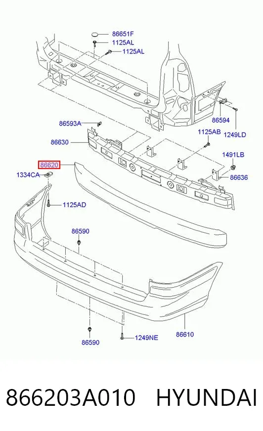 Абсорбер заднего бампера 866203A010 Hyundai/Kia