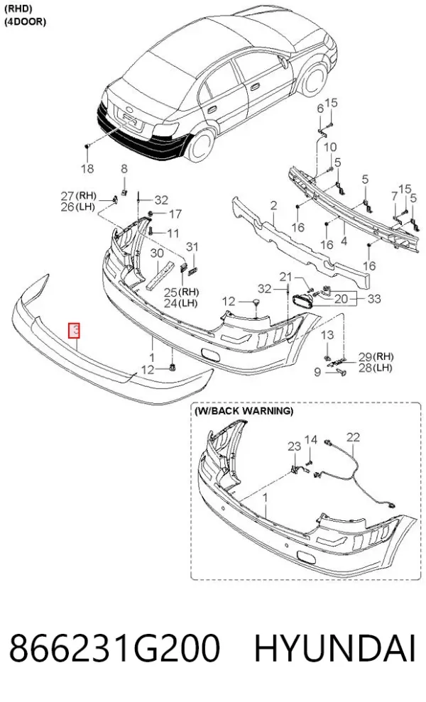 Молдинг бампера заднего 866231G200 Hyundai/Kia