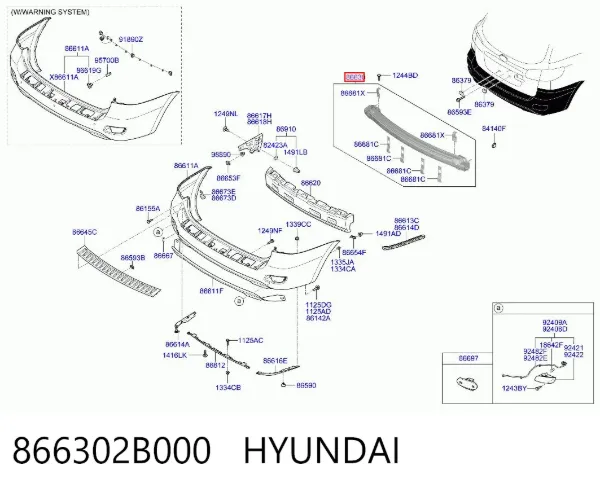 Усилитель заднего бампера 866302B000 Hyundai/Kia