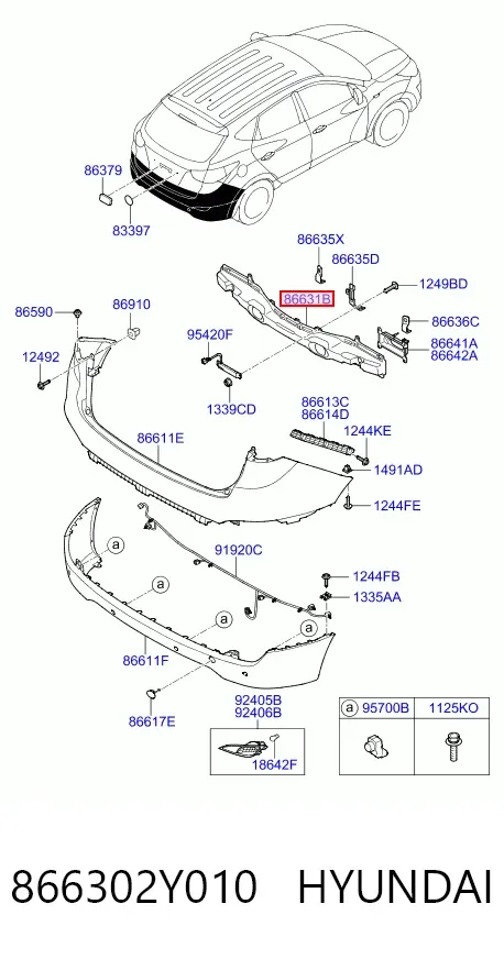 Усилитель заднего бампера 866302Y010 Hyundai/Kia