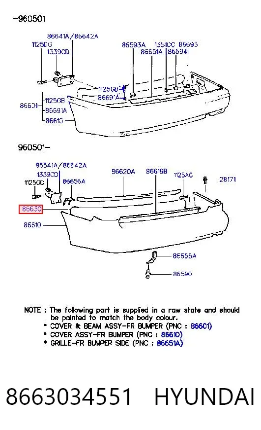 Усилитель заднего бампера 8663034551 Hyundai/Kia