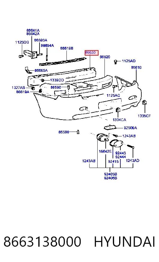Усилитель заднего бампера 8663138000 Hyundai/Kia