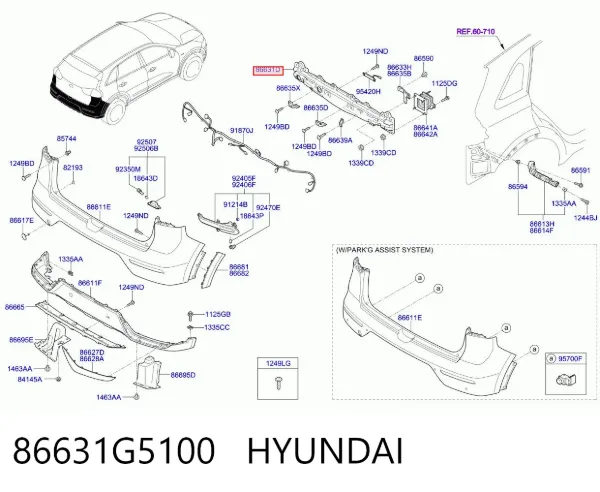 Усилитель заднего бампера 86631G5100 Hyundai/Kia