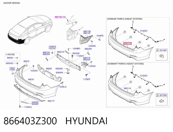 Задний бампер 866403Z300 Hyundai/Kia