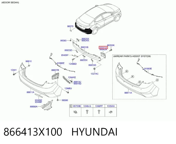 Кронштейн усилителя заднего бампера 866413X100 Hyundai/Kia