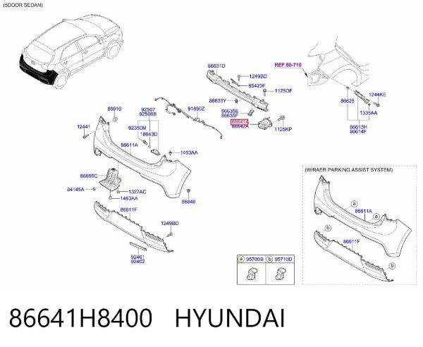 Кронштейн усилителя заднего бампера 86641H8400 Hyundai/Kia