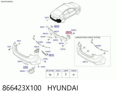Кронштейн усилителя заднего бампера HYUNDAI 866423X100