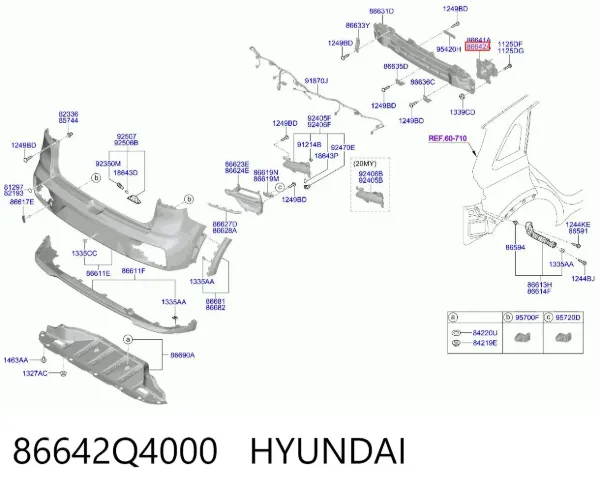 Кронштейн усилителя заднего бампера 86642Q4000 Hyundai/Kia