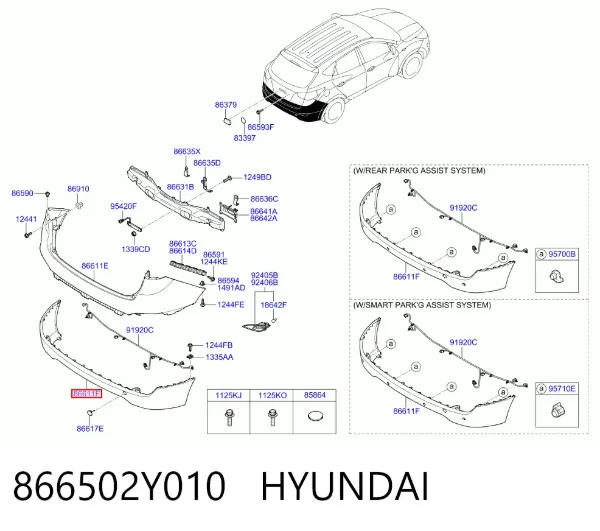 Нижняя часть заднего бампера 866502Y010 Hyundai/Kia